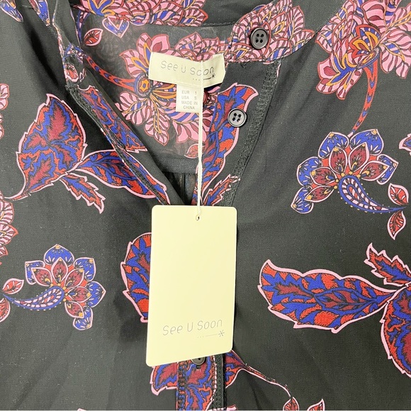 See U Soon Paisley Printed Split Neck Blouse - Picture 3 of 7